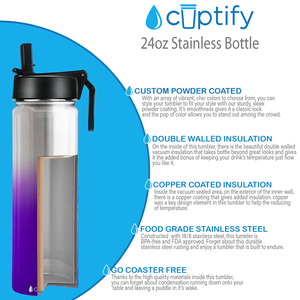 Purple Ombre Translucent 24oz Wide Mouth Water Bottle