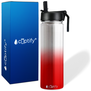 Red Ombre Translucent 24oz Wide Mouth Water Bottle