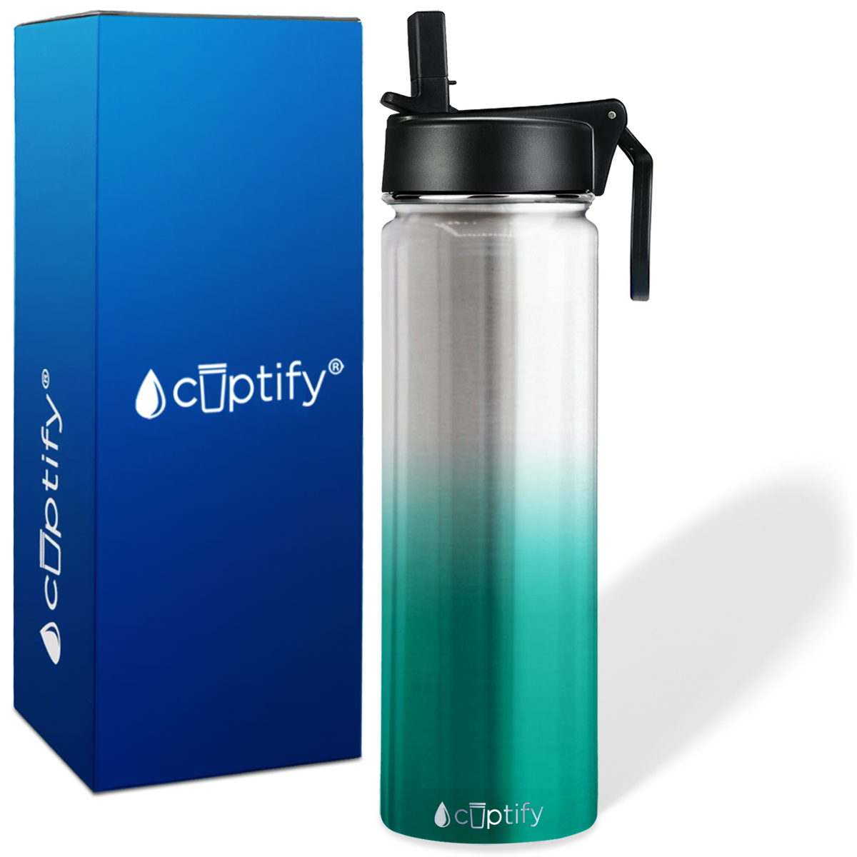 Teal Ombre Translucent 24oz Wide Mouth Water Bottle