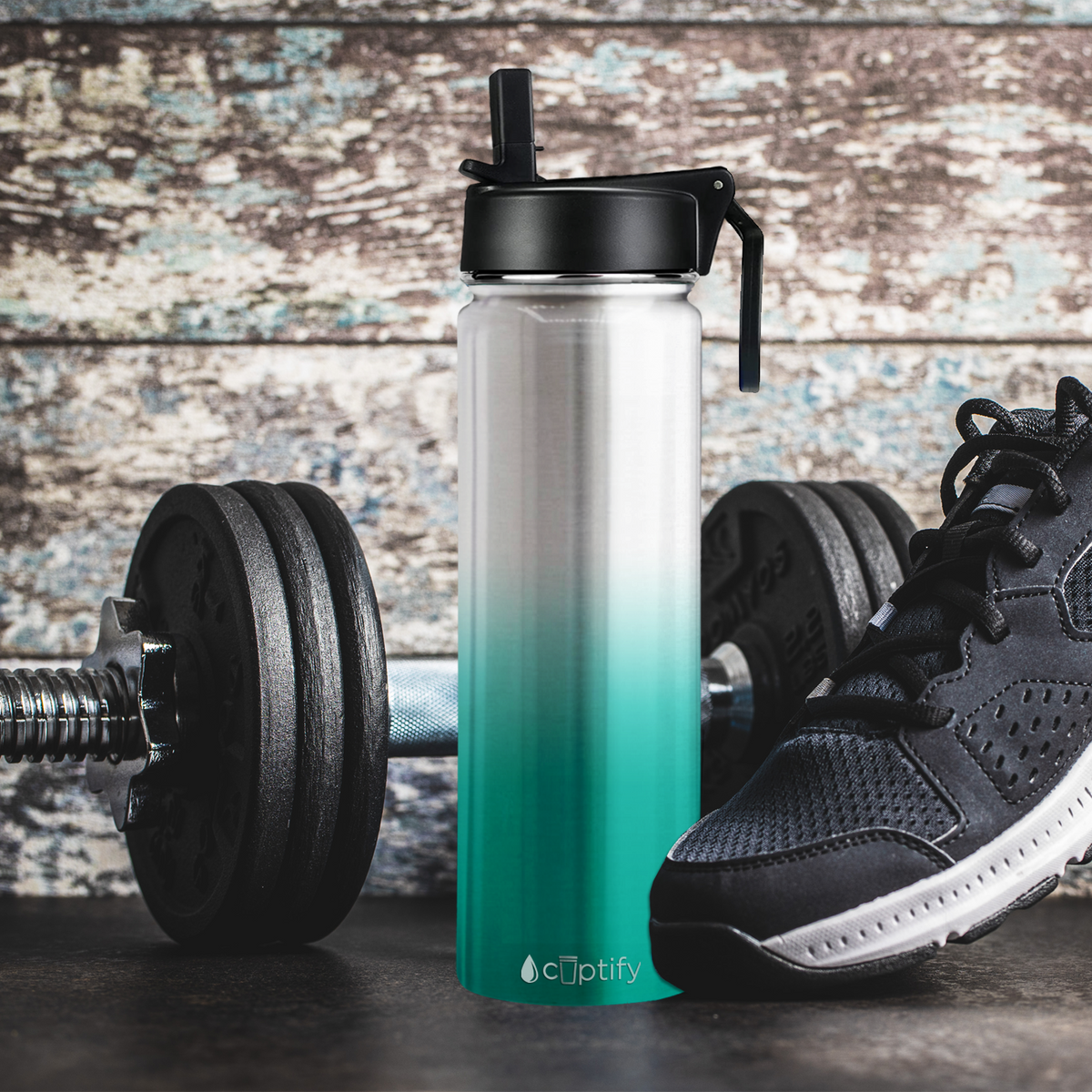 Teal Ombre Translucent 24oz Wide Mouth Water Bottle