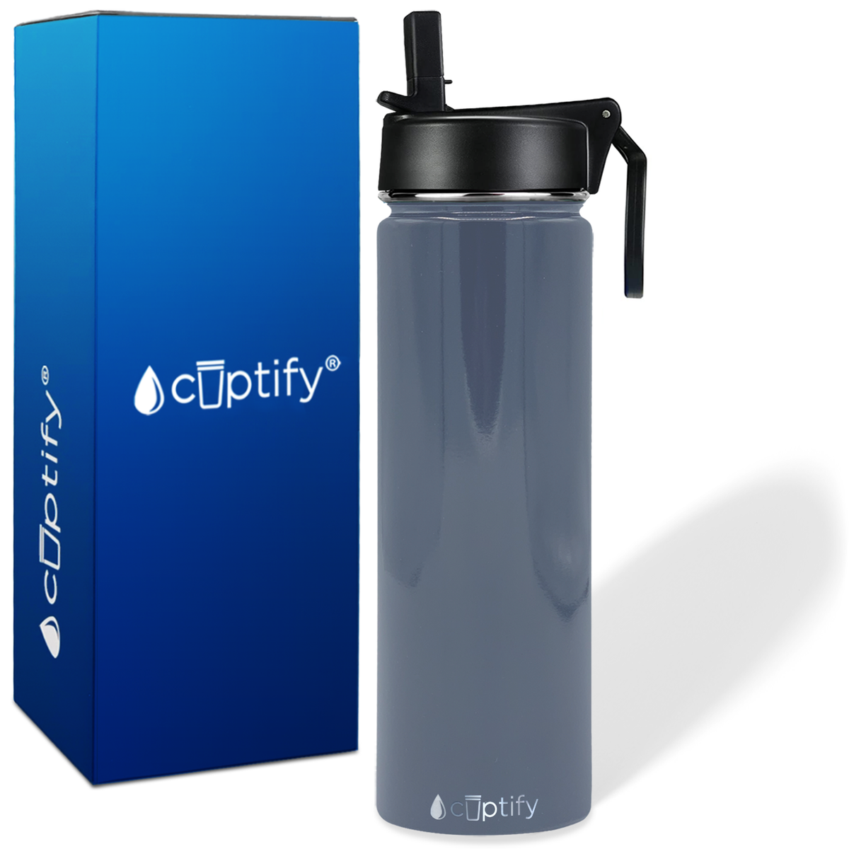 Periwinkle Gray Gloss 24oz Wide Mouth Water Bottle