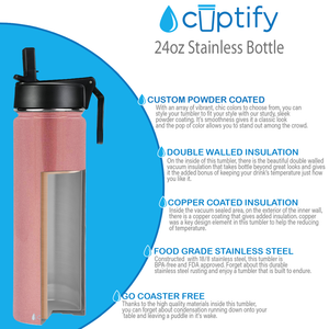 24oz Rose Gold Wide Mouth Water Bottle With Straw Lid
