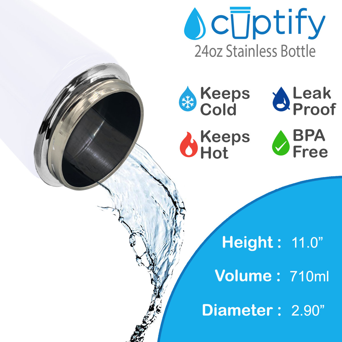 24oz Snowy Mountains Ombre Wide Mouth Water Bottle With Straw Lid