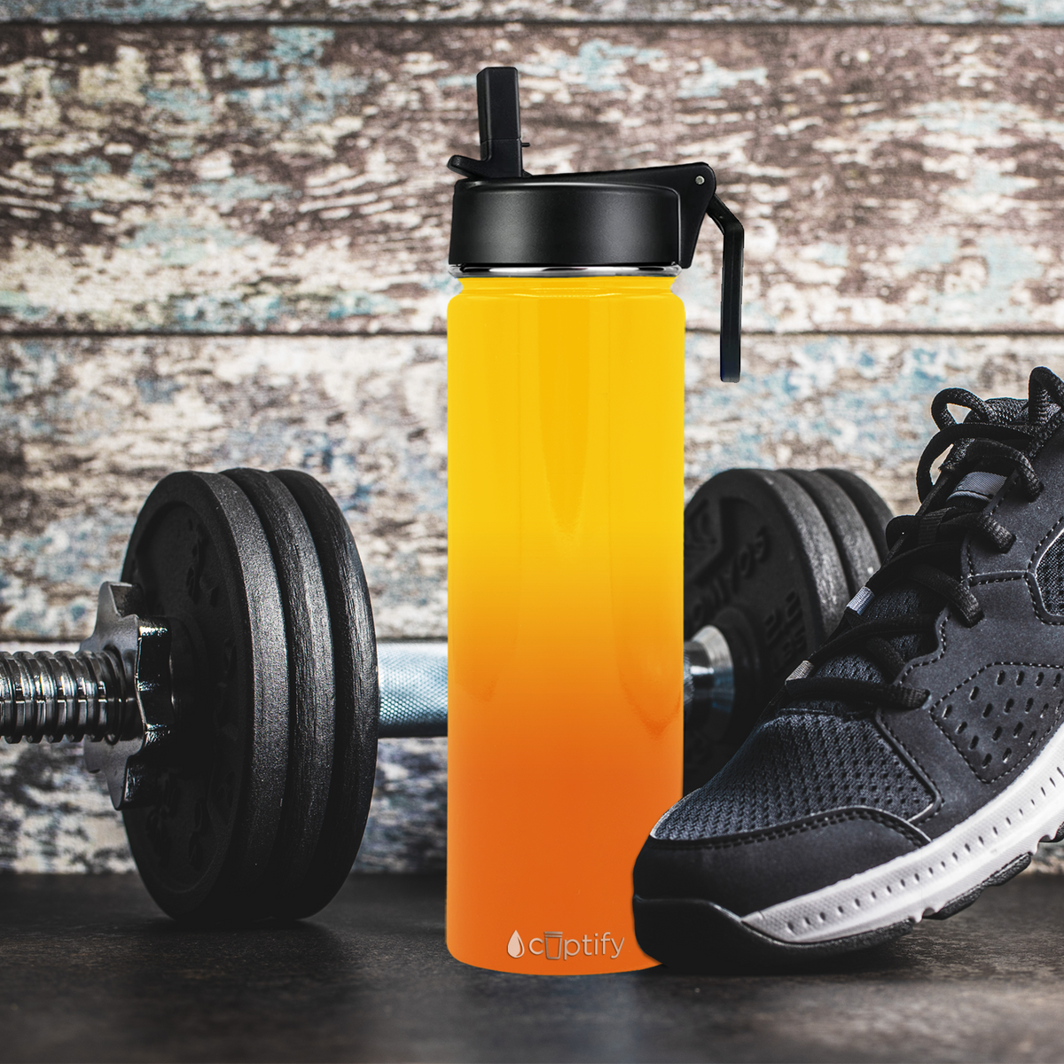 24oz Sunrise Ombre Wide Mouth Water Bottle With Straw Lid