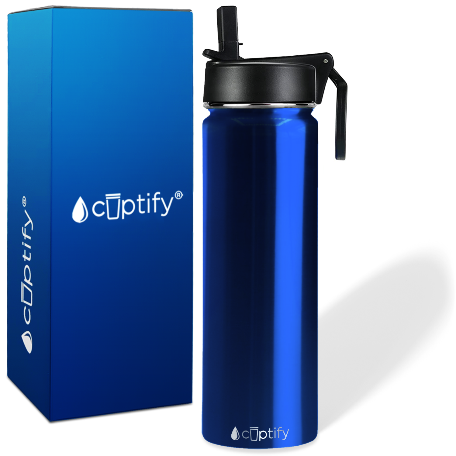 Blue Translucent 24oz Wide Mouth Water Bottle