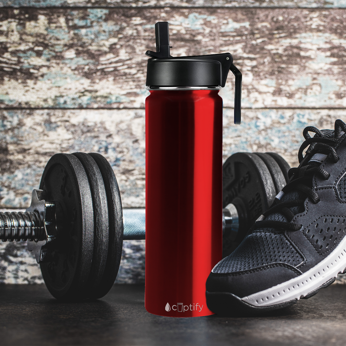 Red Translucent 24oz Wide Mouth Water Bottle