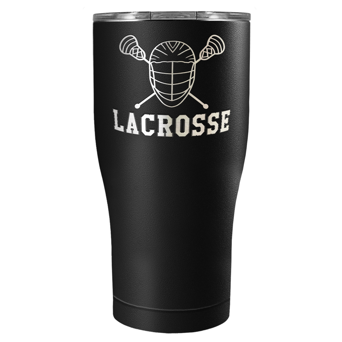 Lacrosse Mask and Sticks Laser Engraved on Stainless Steel Lacrosse Tumbler