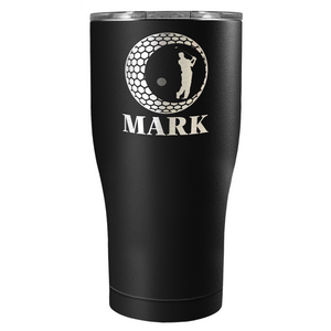 Personalized Golfer in Ball Laser Engraved on Stainless Steel Golf Tumbler