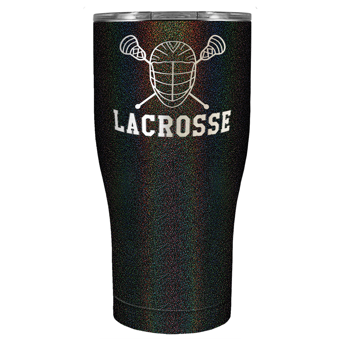 Lacrosse Mask and Sticks Laser Engraved on Stainless Steel Lacrosse Tumbler