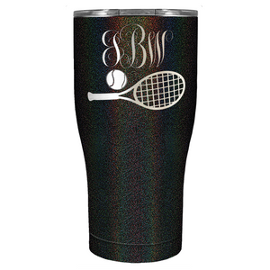 Personalized Monogrammed Tennis Ball and Racket Laser Engraved on Stainless Steel Tennis Tumbler