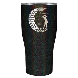 Personalized Women Golfer Laser Engraved on Stainless Steel Golf Tumbler