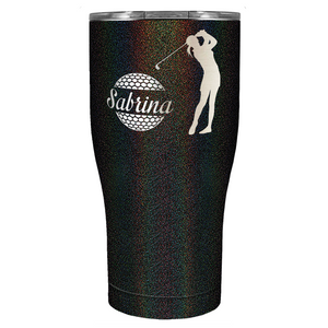 Personalized Female Golfer Laser Engraved on Stainless Steel Golf Tumbler