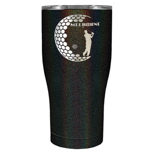 Personalized Golfer in Half Ball Laser Engraved on Stainless Steel Golf Tumbler