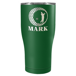 Personalized Golfer in Ball Laser Engraved on Stainless Steel Golf Tumbler