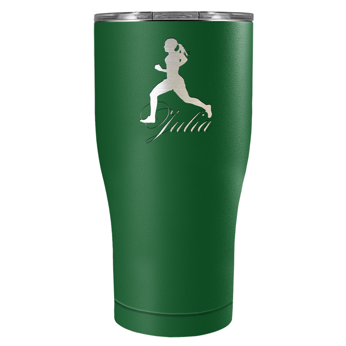 Personalized Running Women Silhouette Laser Engraved on Stainless Steel Cross Country Tumbler
