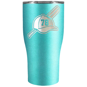 Baseball Bat and Hat with Personalized Number Laser Engraved on Stainless Steel Baseball Tumbler