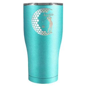 Personalized Women Golfer Laser Engraved on Stainless Steel Golf Tumbler