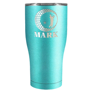 Personalized Golfer in Ball Laser Engraved on Stainless Steel Golf Tumbler