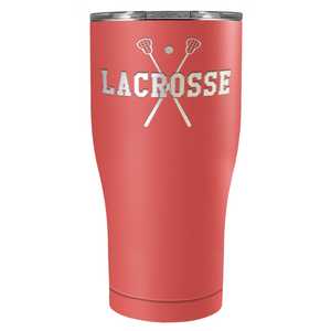 Lacrosse Sticks Laser Engraved on Stainless Steel Lacrosse Tumbler