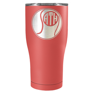 Personalized Monogrammed Tennis Ball Laser Engraved on Stainless Steel Tennis Tumbler