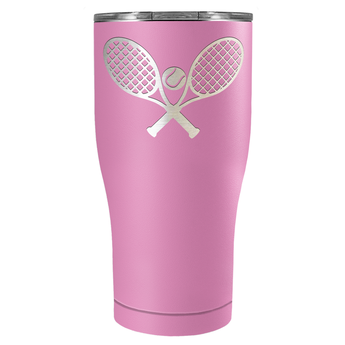 Tennis Rackets and Ball Laser Engraved on Stainless Steel Tennis Tumbler