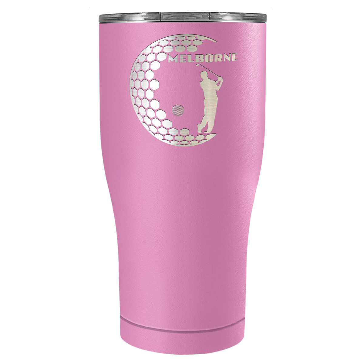 Personalized Golfer in Half Ball Laser Engraved on Stainless Steel Golf Tumbler