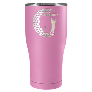 Personalized Golfer in Half Ball Laser Engraved on Stainless Steel Golf Tumbler