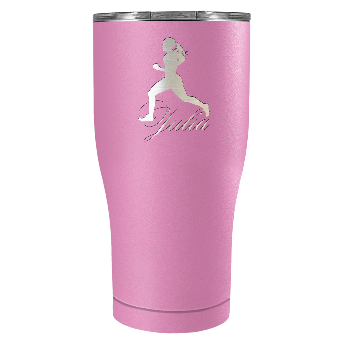 Personalized Running Women Silhouette Laser Engraved on Stainless Steel Cross Country Tumbler