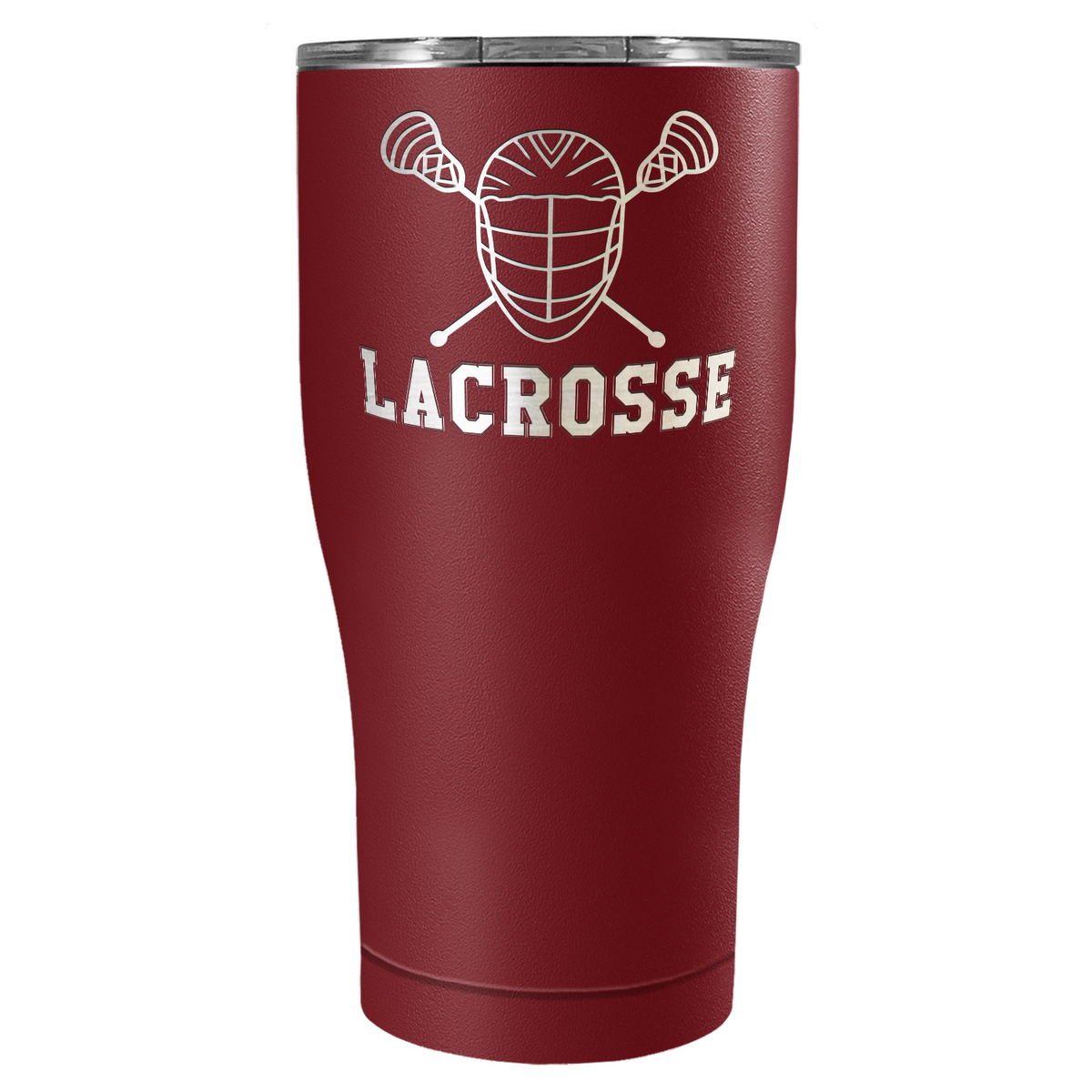 Lacrosse Mask and Sticks Laser Engraved on Stainless Steel Lacrosse Tumbler