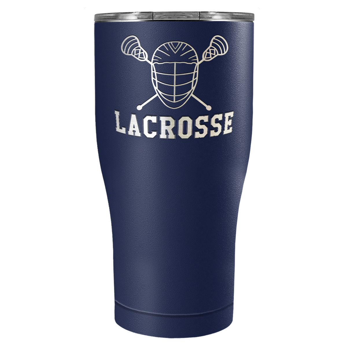 Lacrosse Mask and Sticks Laser Engraved on Stainless Steel Lacrosse Tumbler