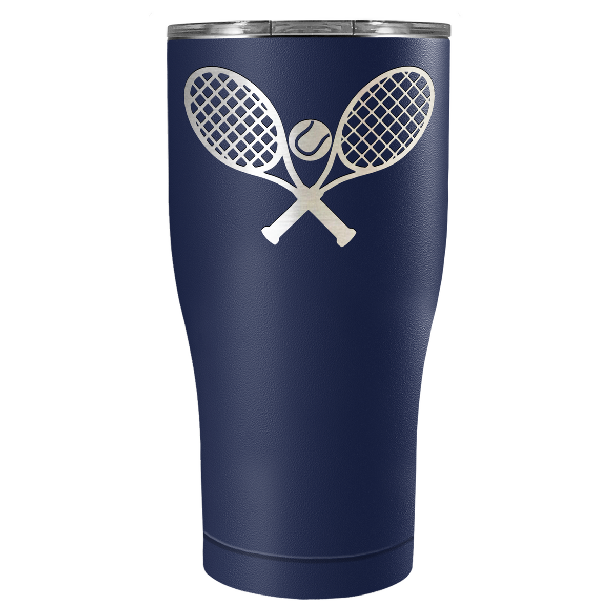 Tennis Rackets and Ball Laser Engraved on Stainless Steel Tennis Tumbler