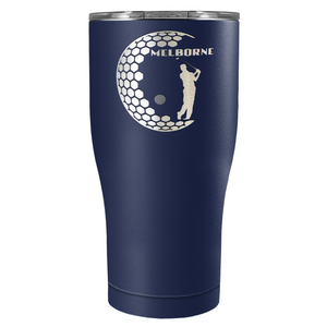 Personalized Golfer in Half Ball Laser Engraved on Stainless Steel Golf Tumbler