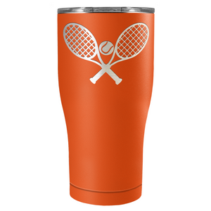 Tennis Rackets and Ball Laser Engraved on Stainless Steel Tennis Tumbler
