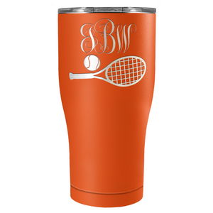 Personalized Monogrammed Tennis Ball and Racket Laser Engraved on Stainless Steel Tennis Tumbler