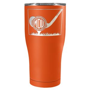 Personalized Monogrammed Golf Ball Laser Engraved on Stainless Steel Golf Tumbler