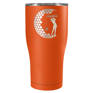 Personalized Women Golfer Laser Engraved on Stainless Steel Golf Tumbler