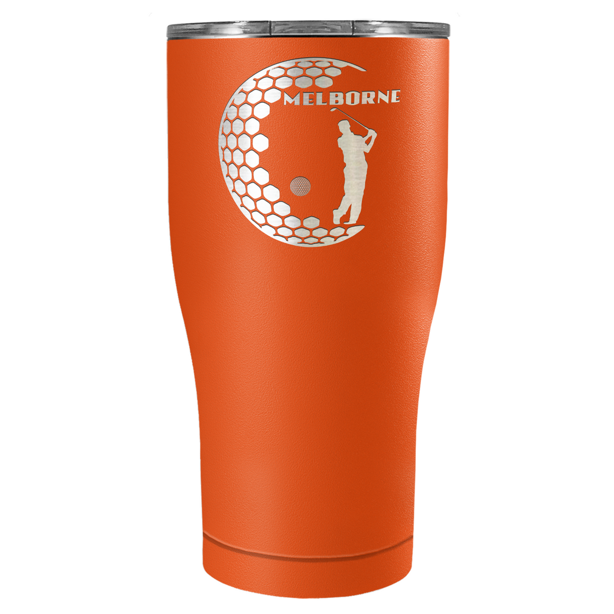 Personalized Golfer in Half Ball Laser Engraved on Stainless Steel Golf Tumbler