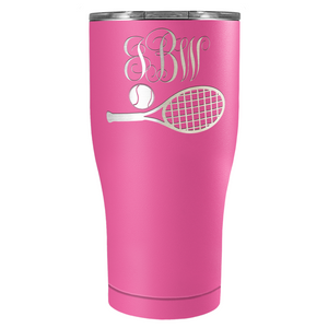 Personalized Monogrammed Tennis Ball and Racket Laser Engraved on Stainless Steel Tennis Tumbler