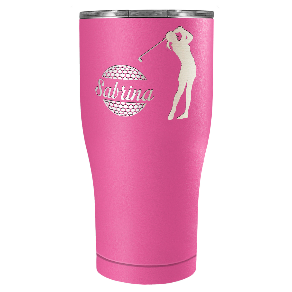 Personalized Female Golfer Laser Engraved on Stainless Steel Golf Tumbler