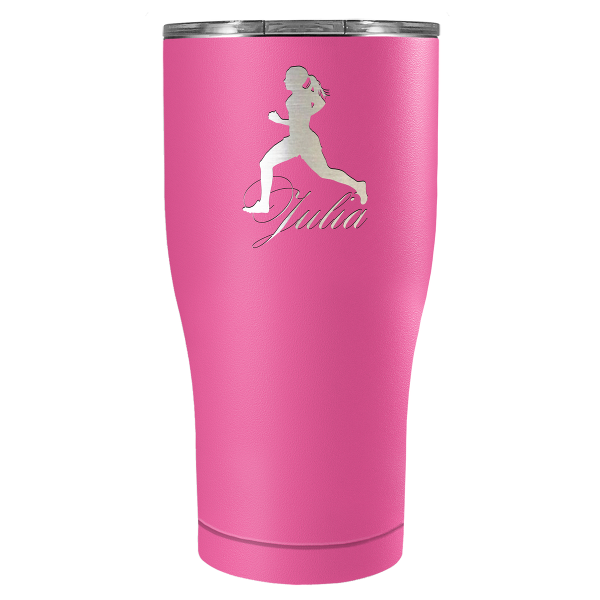Personalized Running Women Silhouette Laser Engraved on Stainless Steel Cross Country Tumbler
