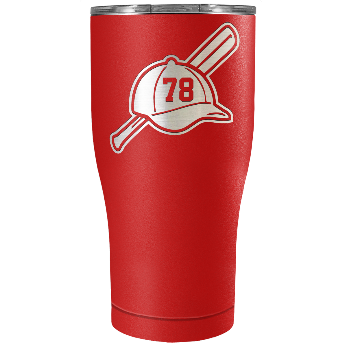 Baseball Bat and Hat with Personalized Number Laser Engraved on Stainless Steel Baseball Tumbler