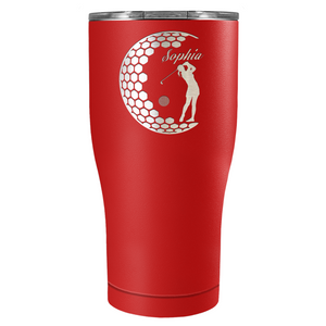 Personalized Women Golfer Laser Engraved on Stainless Steel Golf Tumbler