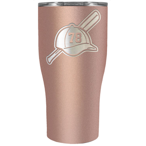 Baseball Bat and Hat with Personalized Number Laser Engraved on Stainless Steel Baseball Tumbler