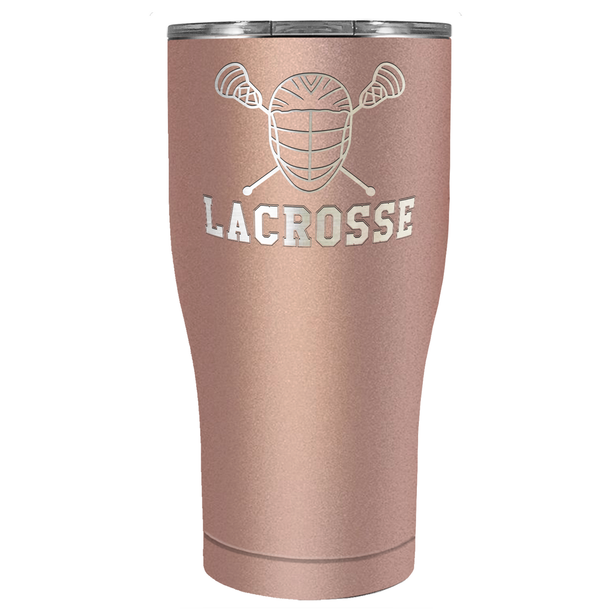 Lacrosse Mask and Sticks Laser Engraved on Stainless Steel Lacrosse Tumbler