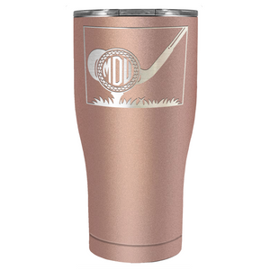 Personalized Monogrammed Golf Ball Laser Engraved on Stainless Steel Golf Tumbler