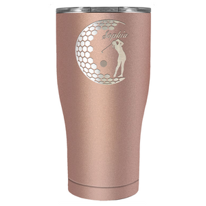 Personalized Women Golfer Laser Engraved on Stainless Steel Golf Tumbler