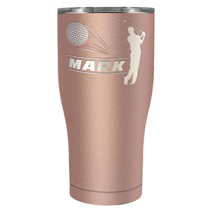 Personalized Golfer Laser Engraved on Stainless Steel Golf Tumbler