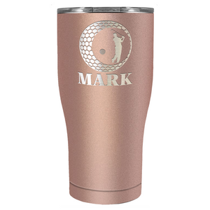 Personalized Golfer in Ball Laser Engraved on Stainless Steel Golf Tumbler