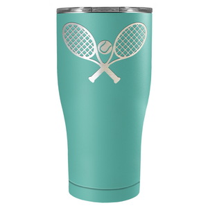 Tennis Rackets and Ball Laser Engraved on Stainless Steel Tennis Tumbler