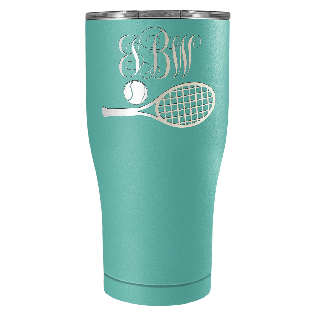 Personalized Monogrammed Tennis Ball and Racket Laser Engraved on Stainless Steel Tennis Tumbler